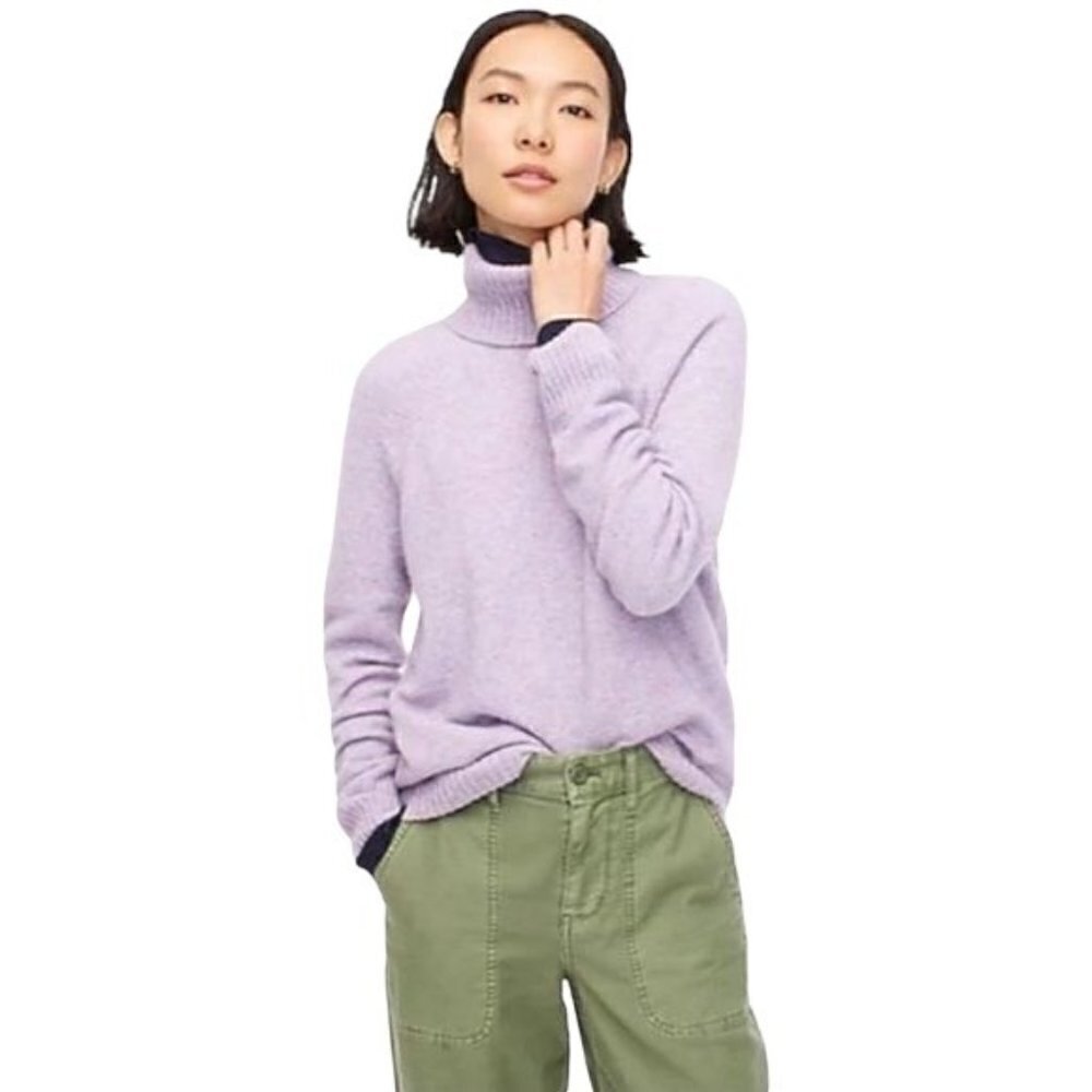 J. Crew Super Soft Yarn Alpaca Wool Blend Turtleneck Oversize Sweater Size Small